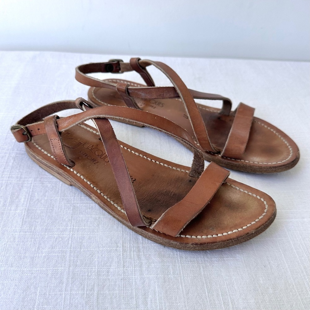 K.Jacques St. Tropez Womens Brown Leather Strappy Gladiator Sandals Size 37